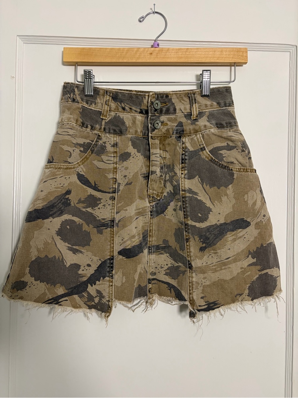 POL High-Waist Camouflage Print Women’s Skirt - Olive Camo
